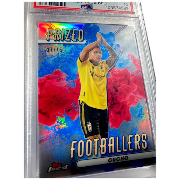 2023 Topps Finest MLS Prized Footballers Fusions BlueRed #PFF-9 Cucho /45 PSA 10 - Picture 4 of 8